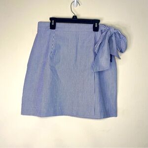 Lauren James Blue and White Striped Midi Skirt with Side Tie